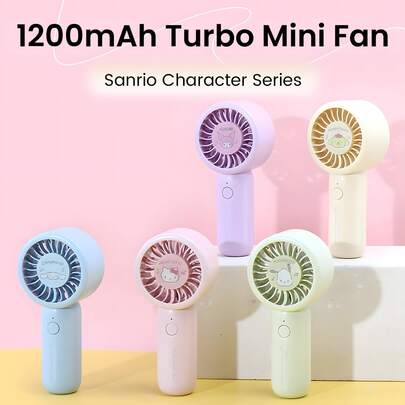  MINISO Sanrio Characters Handheld Mini Fan, Turbo Cool Air [3s Rapid Cooling], 4 Gear Wind, 1200mAh USB-C Fast Charging (4.5H Max Cooling Time, 2H Full), 3m Strong Airflow, Lanyard Included, Ultra-Compact (Smaller Than Hand), 3-In-1 (Handheld/Desktop/Travel), Low Noise, Personal Fan For Travel Concerts Camping Makeup
