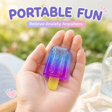 1pc Gradient Popsicle Shaped Squishy Toy, Ultra Soft Stretchable Jelly Squeeze Toy, Transparent Popsicle Shape Stress Relief Fingertip Toy, Anxiety Relief, Adult Stress Relief Toy, Suitable For Office, Desk, Travel, Summer Party Favors And Relaxation - Multicolor - View 5