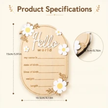 Wooden Hello World Newborn Welcome Sign Personalized Birth Announcement Board For Baby Name Gender Neutral Nursery & Hospital Photo Props - Hello World - View 13