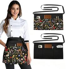 Double-Sided Floral Half-Waist Apron With 6 Pockets, Adjustable Design, Suitable For Waiters, Waitresses And Cafes - Multicolor - View 10