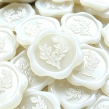 25 PCS Translucent Eucalyptus Pattern Wax Seal Stickers, Wedding Invitation Envelope Sealing Stickers, Self-Adhesive Stickers, Perfect For Invitations, Christmas, Gift Wrapping, Parties And More - Flower Shape - View 3