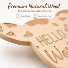 11pcs Wooden Baby Milestone Photo Cards, Cow Pattern Design, Suitable For Newborn Photography, Monthly Growth Tracking And First Birthday Hanging Tags - Helo World - View 4