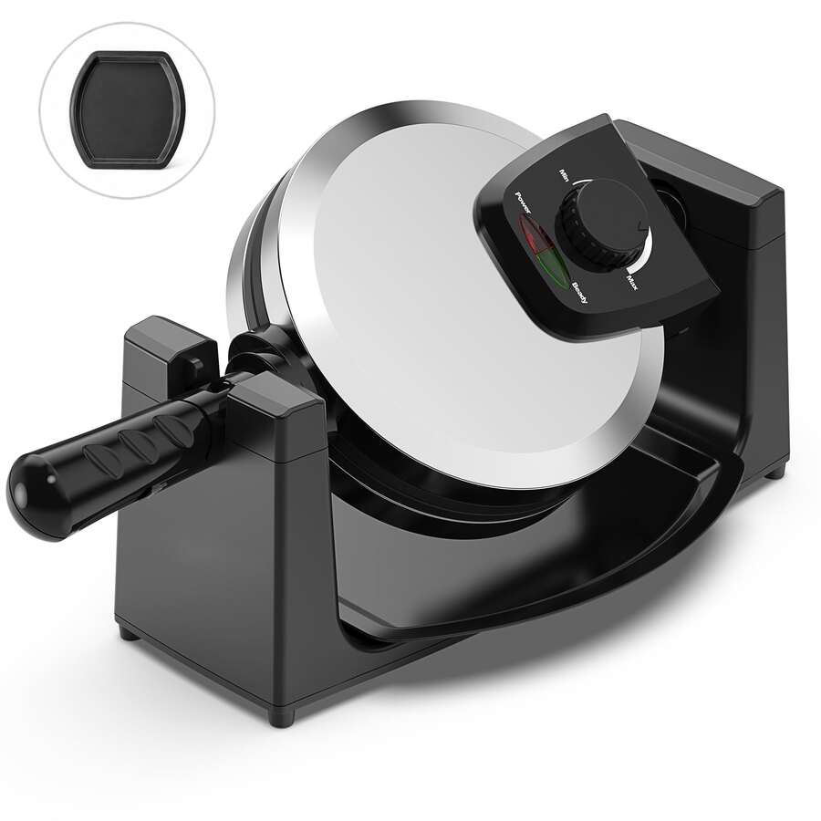 Classic Rotating Belgian Waffle Maker With Nonstick Plates, Removable Drip Tray, Adjustable Browning Control And Cool Touch Handles, Stainless Steel - 美規A型插(110-127V) - 查看 1