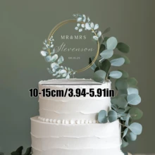 Personalized Heart-Shaped Cake Topper With Heart Pattern And Date, Wedding Cake Topper, Anniversary Cake Topper, Floral Wedding Cake Topper, Mr. & Mrs. Cake Topper, Custom Name Initial Bride & Groom Wedding Cake Topper - H-wedding Cake Tag - View 32