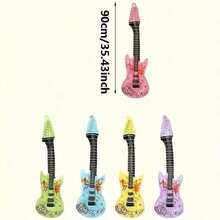 5pcs Inflatable Rock Guitar - Colorful Aluminum Foil, Suitable For Disco Party, Birthday And Music Theme Events - Disco Balloon, Hip Hop, Nightclub, Carnival Party Decoration. - View 3