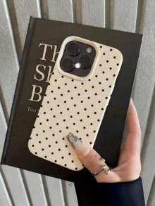 1pc Minimalist Beige Full Screen Small Polka Dot Pattern Full Coverage TPU Shockproof Phone Case Suitable For IPhone 16 15 14 13 12 11 Pro Max, Also Suitable For IPhone 17 17 Pro 17 Pro Max Air, Leather Texture Anti-Slip Phone Protective Cover Litchi Grain Smartphone Protective Case Suitable For IPhone Phones - Multicolor - View 3