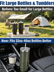1/2/5件大容量汽車杯架擴展器，適用32-40盎司保溫隨行杯與運動水壺，附U型手柄槽，防震設計 - 彩色 - 查看 5