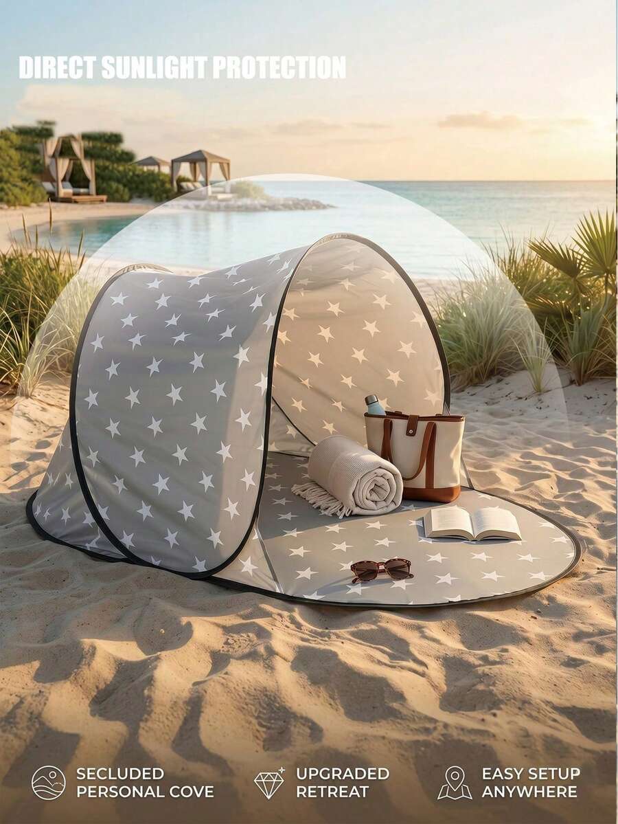 Tienda de Playa Instantánea Desplegable Protección Sombra Solar, Ligera, Refugio Solar para Aventuras al Aire Libre - Montaje Rápido en 30 Segundos - Familiar - Equipo de Camping para Festivales de Música - Eventos Deportivos - Equipo de Camping, Pesca en la Playa, Diseño Ligero y Portátil, Vacaciones en la Playa