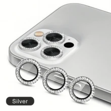 1 Set Silver Diamond Lens Cover, Suitable For IPhone 13/14/15/16/17pro Max/11/12, Shiny Crystal Material, 3D Lens Protector, Phone Accessories, Camera Decoration Sticker, Shockproof, Scratch-Resistant, Birthday, Gift For Friends - White Dot Diamond Lens Film - View 34
