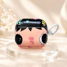 Minimalist Japanese Korean European American Floral Big Face Small Jade Earphone Case With Hanging Ring, Compatible With Apple Pro 3 Case/ Pro 2 Case/ Pro Case/ 4 Case/ 3 Case/ 2 Case/Fashionable Women's Earphone Case/Minimalist Earphone Case/Apple Earphone Case/Apple Earphone Cover - Black - View 6