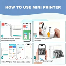 Impresora inalámbrica mini de bolsillo, etiquetadora portátil, resolución alta de 200Dpi, carga USB, adecuada para texto, notas, fotos, etiquetas de cursos, listas de tareas, etc. - Multicolor - Ver 9