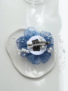 1件花瓣羽毛時尚高端髮夾，抓夾 - 藍色 - 查看 3