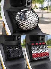 Motorcycle Storage Net Bag, Elastic Mesh Organizer Pocket With 4 Corner Loops, Stretchable Nylon Cargo Holder, For Motorcycle Helmets And Bottles, Travel And Moto Riding, Motorcycle Accessories And Gear, Fits Scooter, Electric Scooter, Moped, E-Bike - A - View 4