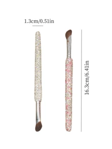 1pc Scythe Nose Contour Brush, Shiny Artificial Rhinestone Nose Wing Contour Brush, Travel Portable Blending Brush, Face Makeup Brush, Gift - Multicolor - View 4