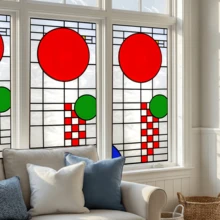 1pc Geometric Abstract Pattern Static Cling Window Film, Suitable For Home, Office Glass Doors, Shower, PVC Self-Adhesive, Removable, 17.72x39.37 Inches - Abstract Geometric Frosted Film - View 10