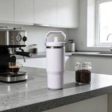 30oz IceFlow 2.0 Flip Straw Tumbler, Frost White, Insulated Stainless Steel Bottle With Handle, Twist-On Leak Resistant Lid,  Cupholder Compatible Travel Cup - White - View 4