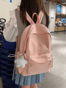 1pc New Arrival Large Capacity Simple Solid Color Backpack, Lightweight Versatile Casual Daypack, Stylish School Bag For College Students, Commute, Business & Daily Travel Use - Multiple Styles - View 8