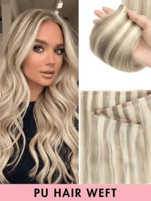 Extensiones de cabello humano sin costuras invisibles con cinta, sin pegamento, paquetes de cabello humano PU ligeros color beige, mechones de cabello natural realistas, suministro de salón, cabello liso natural, adecuado para mujeres, 12-20 pulgadas, calidad de salón - Multicolor - Ver 14