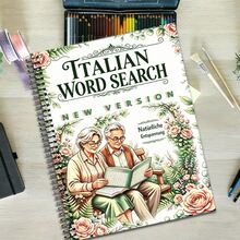 Italian Scenario Word Search Book, Shopping, Airport, Bank, Hotel And Other Themes, Vocabulary Expansion Brain Challenge, Adult Language Learning, Birthday Gift For Friends, Ideal Gift For Parties And Holidays - A4 - View 6