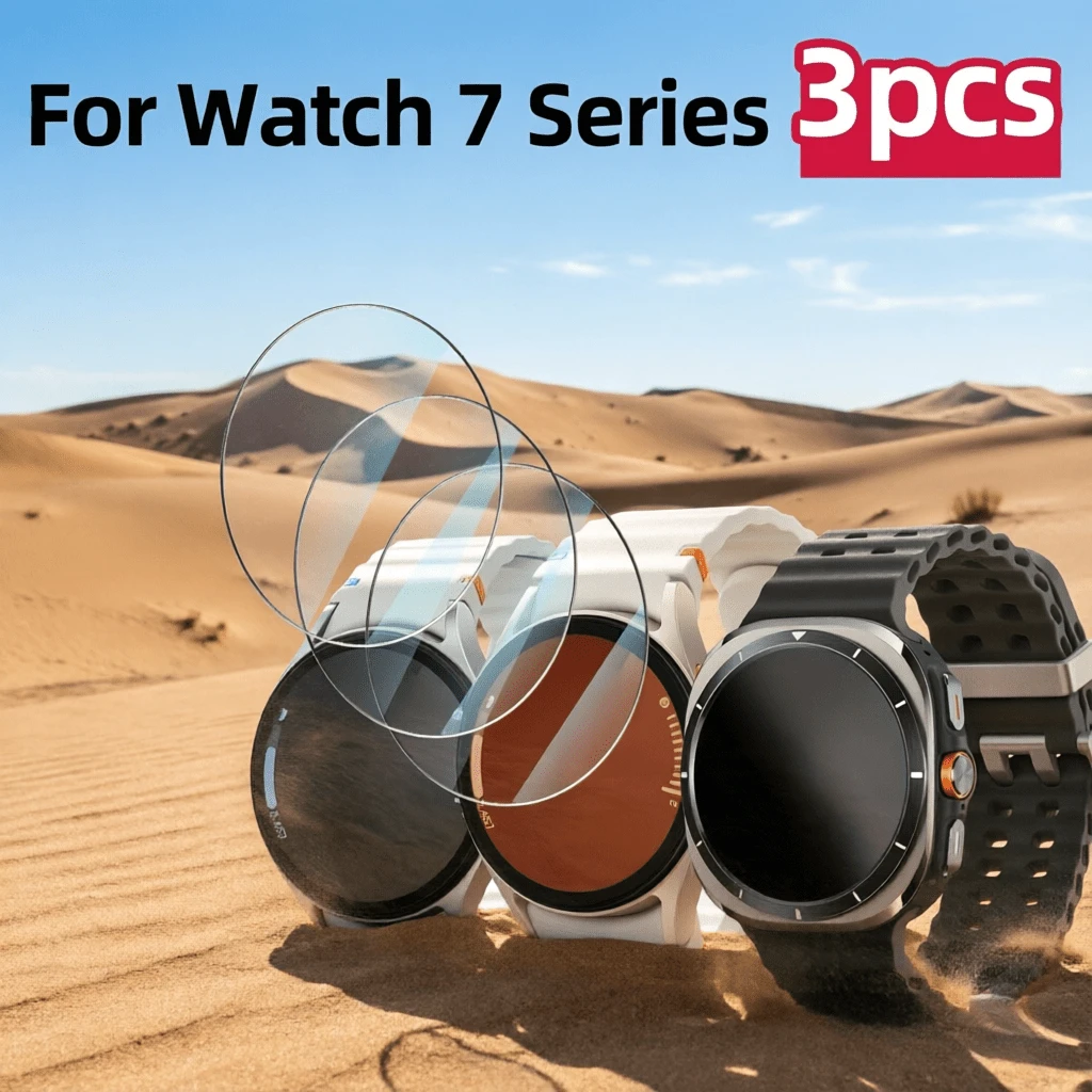 3pcs High Definition Screen Protector, Compatible With Galaxy Watch7, 9H Hardness, Ultra Clear, Scratch Resistant, Tempered Glass Material, Compatible With Watch7 40mm&44mm&47mm Accessories - 3Pcs, Transparent, for Galaxy Watch7 Ultra 47mm - View 1