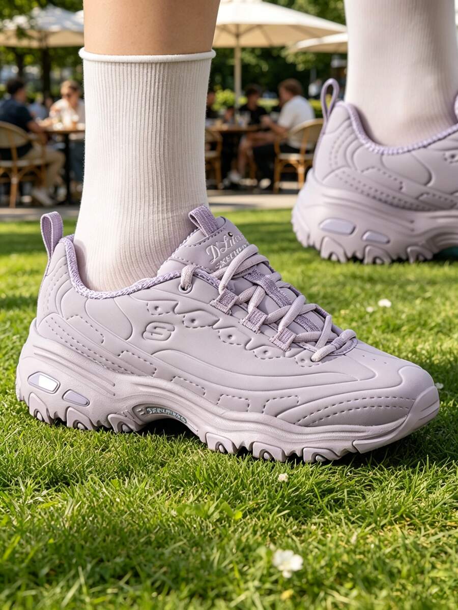 Skechers 女士休闲鞋,D'LITES系列系带运动鞋,舒适减震户外休闲鞋 150243-LAV - 薰衣草色 - 查看 1
