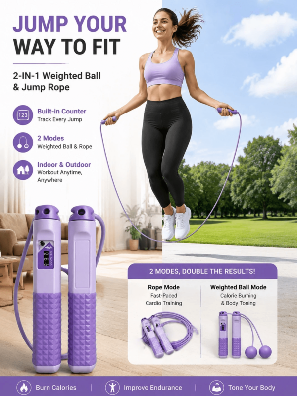 3 Piecesset -1 Pair Of Handles, 1 Pair Of Load-Bearing Balls, And 1 Skipping Rope For Increased Muscle Building, Shaping, And Fat Burning Efficiency. Suitable For Indoor And Outdoor Training, Weight Loss, Competitions, Exams, And Sports Equipment