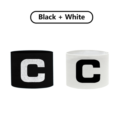 Black + White Combination Football Armband, 1+1=2pcs Armbands, Dedicated Football Sports Accessory, Durable American Football Captain Armband, Adjustable Elastic Nylon Band With Letter C, Suitable For Football Training And Matches