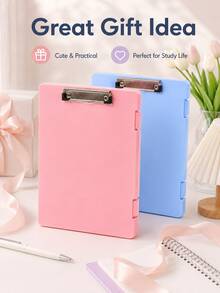 Plastic Storage Folder With Metal Clip, Multi-Functional Document Box Organizer For A4 Paper, Waterproof File Box Suitable For Office School Exam Papers, Forms, Contracts, Portable Desktop Storage Supplies, Multiple Macaron Colors Available - Multiple Styles - View 10