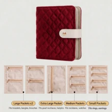 1pc Buckle Travel Jewelry Storage Bag, Velvet Material Necklace & Earring Storage Bag With Grid Compartments, Portable Zipper Jewelry Box Suitable For Travel Accessories Back To School - Multicolor - View 16