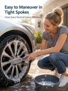 Ultra Soft Microfiber Wheel & Tire Cleaning Brush, Scratch-Free Car Rim Cleaning Tool, Suitable For Wheel Nuts, Spokes, Wheel Gaps And Hard-To-Reach Areas, Car Detailing Accessory - A - View 2