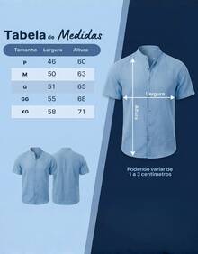 Men's Short-Sleeve Shirt With Mandarin Collar, Lightweight For Work And Leisure - 天藍色 - 查看 3