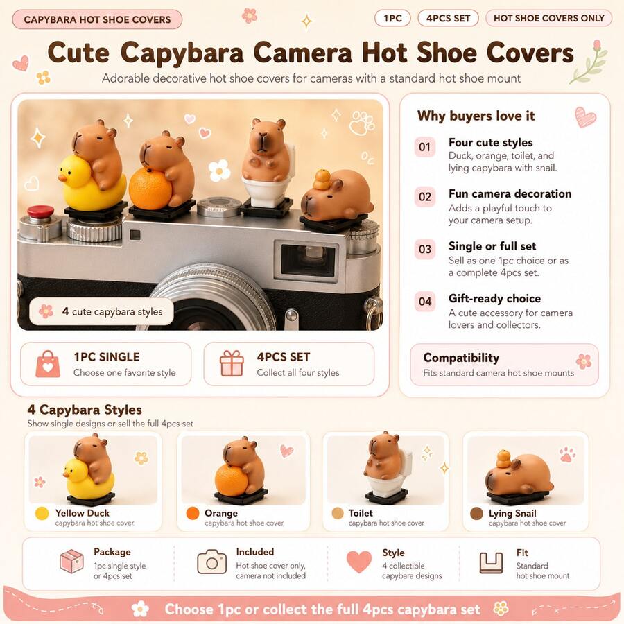 Cute Capybara Camera Hot Shoe Cover, Silicone Hot Shoe Protector Cap, Dustproof Camera Accessory For DSLR Mirrorless Cameras - View 1