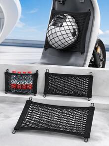 Motorcycle Storage Net Bag, Elastic Mesh Organizer Pocket With 4 Corner Loops, Stretchable Nylon Cargo Holder, For Motorcycle Helmets And Bottles, Travel And Moto Riding, Motorcycle Accessories And Gear, Fits Scooter, Electric Scooter, Moped, E-Bike - A - View 3