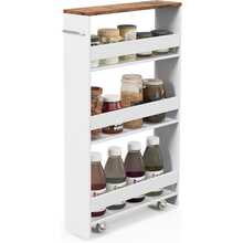 Niche Shelf With Wheels, 4 Levels Shelf Trolley With Handle, Kitchen Cabinet Bathroom Shelf Rolling Shelf For Kitchen Bathroom, Laundry - White - View 1