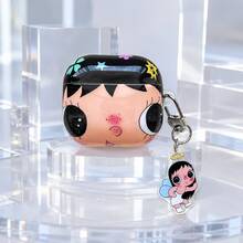 浪漫極簡高級感花卉大臉小玉 + 卡片套組，適用於 Apple Pro 3 Case/ Pro 2 Case/ Pro Case/ 4 Case/ 3 Case/ 2 Case，時尚女款耳機保護殼，極簡耳機保護殼，Apple 耳機保護殼，Apple 耳機套 - 黑色 - 查看 5