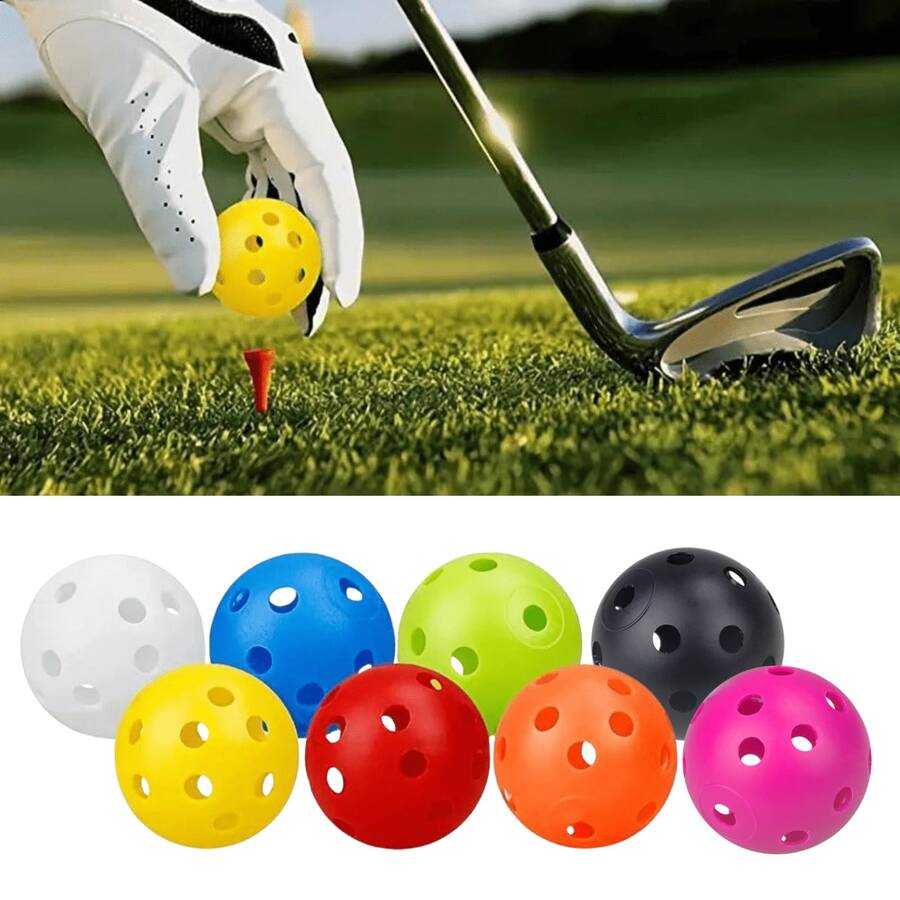 9-Pack Multicolor Plastic Golf Training Balls - PE Hollow Practice Golf Balls For Indoor & Outdoor Swing Practice - 1.67-Inch Diameter With 26 Holes - Versatile Golf Accessories For Adults For Easter, Christmas, Halloween, Father's Day - Multicolor - View 1