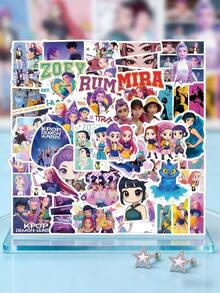 55 piezas Pegatinas de Personajes de Grupo de Chicas K-POP Impermeables Alta Definición Chibi Logo de Ídolo Paquete de Pegatinas Adecuado para Portátil Botella de Agua Planificador Colección de Fans Regalo - Multicolor - Ver 1