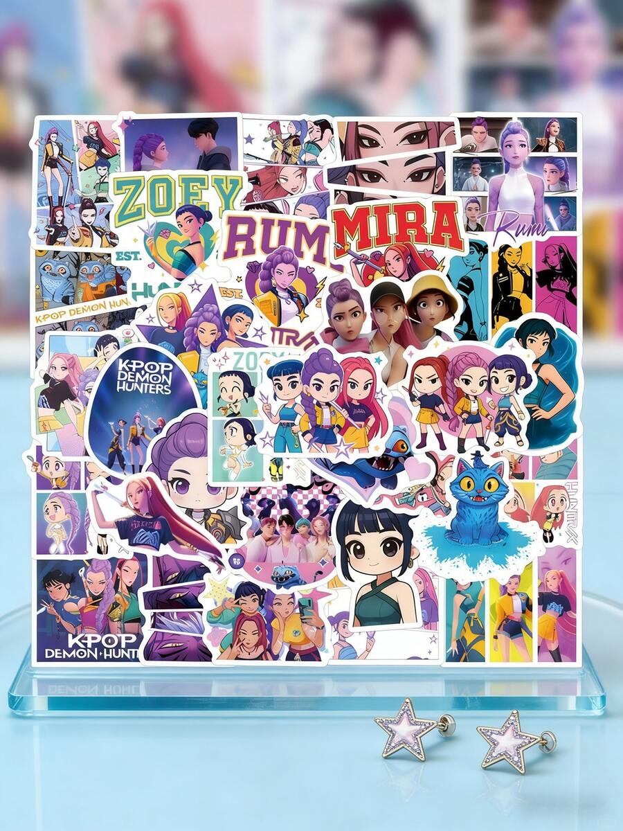 55 piezas Pegatinas de Personajes de Grupo de Chicas K-POP Impermeables Alta Definición Chibi Logo de Ídolo Paquete de Pegatinas Adecuado para Portátil Botella de Agua Planificador Colección de Fans Regalo - Multicolor - Ver 1