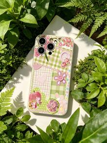 Pink Green Patchwork Pattern-Liquid Silicone Phone Case For IPhone [16/15/14/13/12/11 Pro Max] Series [Shockproof][Anti-Slip] -Slim Fit & Soft Touch Design,Stylish Shockproof Mobile Case For Women Girls Fast Delivery From The USA. - White - View 5
