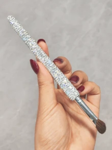1pc Scythe Nose Contour Brush, Shiny Artificial Rhinestone Nose Wing Contour Brush, Travel Portable Blending Brush, Face Makeup Brush, Gift - Multicolor - View 6