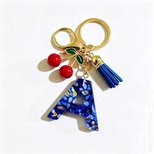 A-Z Resin Initial Keychain, Holiday Gift, Royal Blue Women's Key Chain, Cherry Tassel Car Key Chain Accessory, Gift, Car Decoration, Bag Charm, Cute Gothic Y2K Style For Campus - Royal Blue - View 27