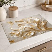 1pc 3D Floral Pattern Diatomaceous Earth Drying Mat, Non-Slip Heat-Resistant Absorbent Mat, Suitable For Kitchen Countertop, Coffee Machine, Tableware, Home Cafe Bar Party Decoration Placemat Gift - Multicolor - View 2