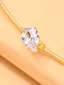 1pc Bridal Wedding Teardrop Open Choker Necklace, Women's Fashion Accessory - XL3889 Gold - View 3
