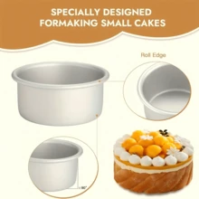 1/3 Buah Loyang Kue Bulat Aluminium - Cetakan Kue Bulat Anti Lengket untuk Chiffon, Mousse & Kue Ulang Tahun - Peralatan Panggang Oven - Perak - View 6