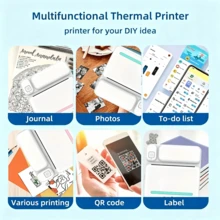 Impresora inalámbrica mini de bolsillo, etiquetadora portátil, resolución alta de 200Dpi, carga USB, adecuada para texto, notas, fotos, etiquetas de cursos, listas de tareas, etc. - Multicolor - Ver 10
