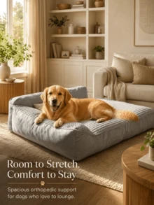 Extra-Large Thick Pet Bed, Luxurious Pet Sofa With Protective Padding, Washable And Cleanable, Scratch-Resistant And Wear-Resistant, Anti-Slip Base, High-Density Comfortable Soft Cushion, Fluffy And Soft Dog Bed, Large Space, Suitable For Multiple Pets, Suitable For Indoor Use, High Appearance And Does Not Take Up Much Space. - Grey - View 11