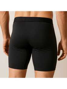 Set Of 3 Long Cycling Briefs With Cutout, Comfortable Polyester, Men's Boxer Briefs, Doesn't Roll Up - 黑色的 - 查看 3