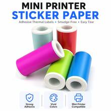 Colorful 57mm Self-Adhesive Mini Thermal Paper Roll, Inkless Printable Sticker Label Paper For Photos, Notes, Reminders, Home Office DIY Organizing - View 4