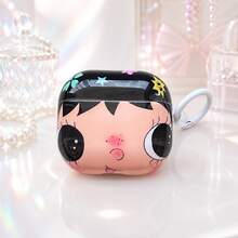 Minimalist Japanese Korean European American Floral Big Face Small Jade Earphone Case With Hanging Ring, Compatible With Apple Pro 3 Case/ Pro 2 Case/ Pro Case/ 4 Case/ 3 Case/ 2 Case/Fashionable Women's Earphone Case/Minimalist Earphone Case/Apple Earphone Case/Apple Earphone Cover - Black - View 1