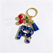 A-Z Resin Initial Keychain, Holiday Gift, Royal Blue Women's Key Chain, Cherry Tassel Car Key Chain Accessory, Gift, Car Decoration, Bag Charm, Cute Gothic Y2K Style For Campus - Royal Blue - View 21